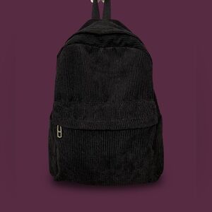Black Corduroy Backpack